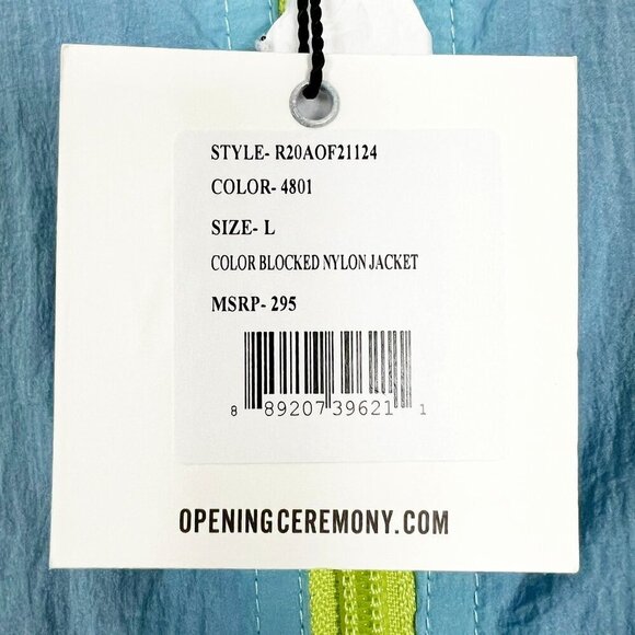 NWT Opening Ceremony Jacket Mens L Blue Green Black Colorblock Nylon Windbreaker - Picture 7 of 15